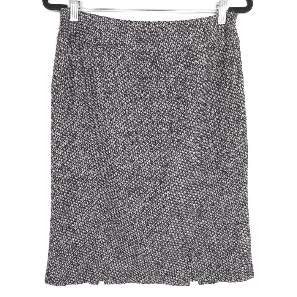 LAFAYETTE 148 New York Skirt Tweed Virgin Wool Cashmere Camel Hair Black White‎